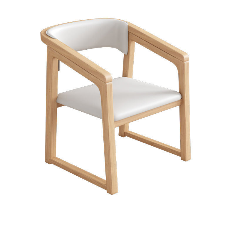 Traditional Chinese Bent Square Right Angle PU Leather Cotton Linen Solid Wood Dining Chair Backrest For Dining Room