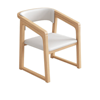 Traditional Chinese Bent Square Right Angle PU Leather Cotton Linen Solid Wood Dining Chair Backrest For Dining Room