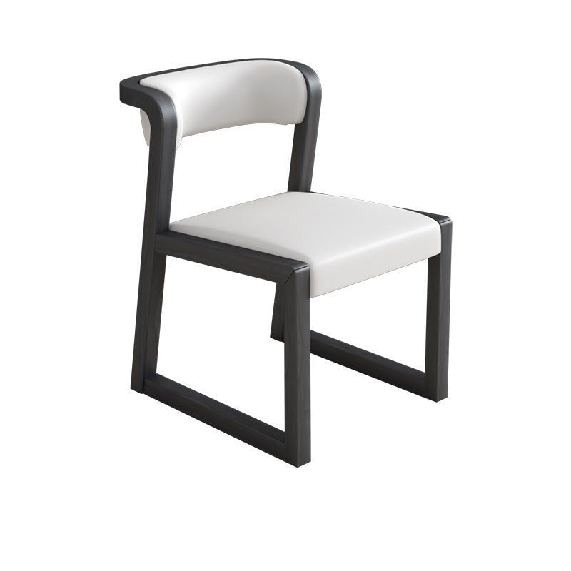 Traditional Chinese Bent Square Right Angle PU Leather Cotton Linen Solid Wood Dining Chair Backrest For Dining Room