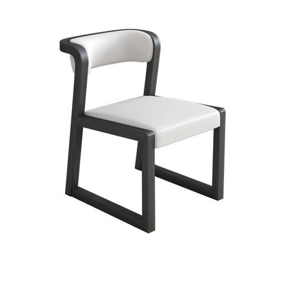 Traditional Chinese Bent Square Right Angle PU Leather Cotton Linen Solid Wood Dining Chair Backrest For Dining Room