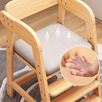 Modern Simplicity Kids Triple Square Fabric Rubberwood Dining Chair Backrest For Dining Room
