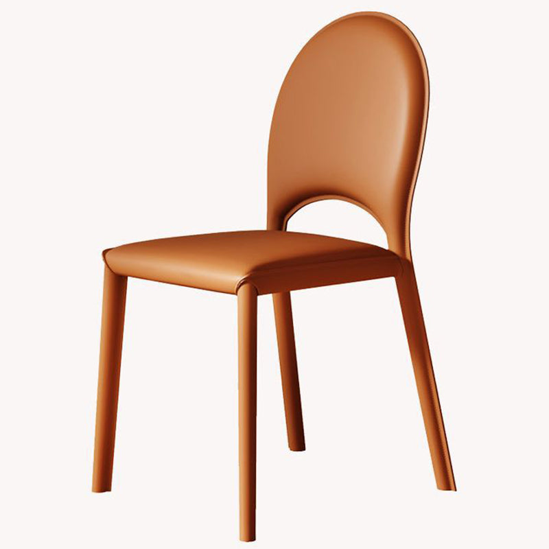 Contemporary Scandinavian Curved Half Round Square Saddle Leather Metal Dining Chair Backrest For Dining Room