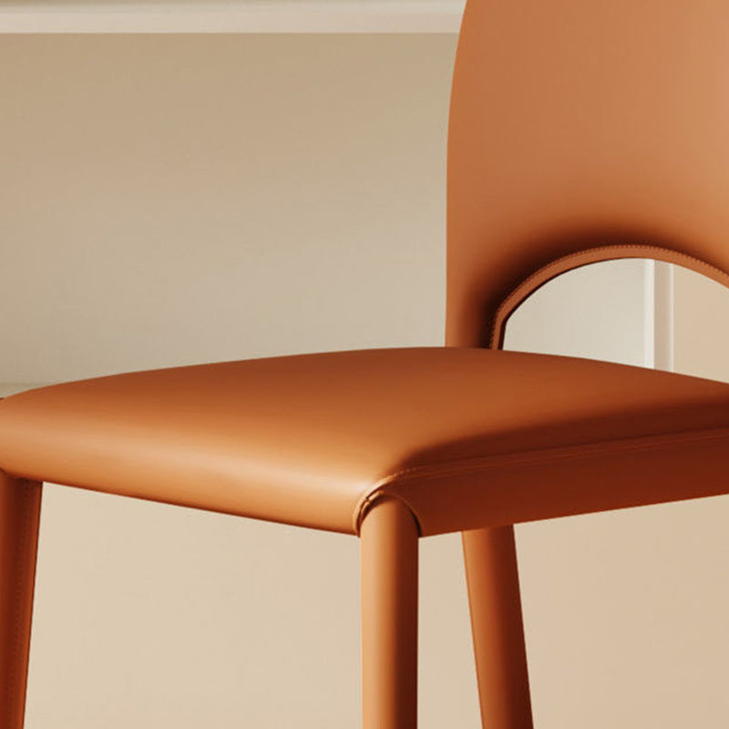 Contemporary Scandinavian Curved Half Round Square Saddle Leather Metal Dining Chair Backrest For Dining Room