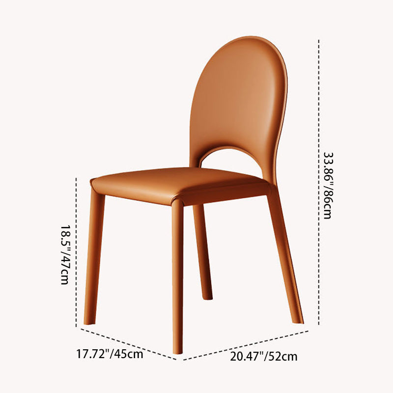 Contemporary Scandinavian Curved Half Round Square Saddle Leather Metal Dining Chair Backrest For Dining Room