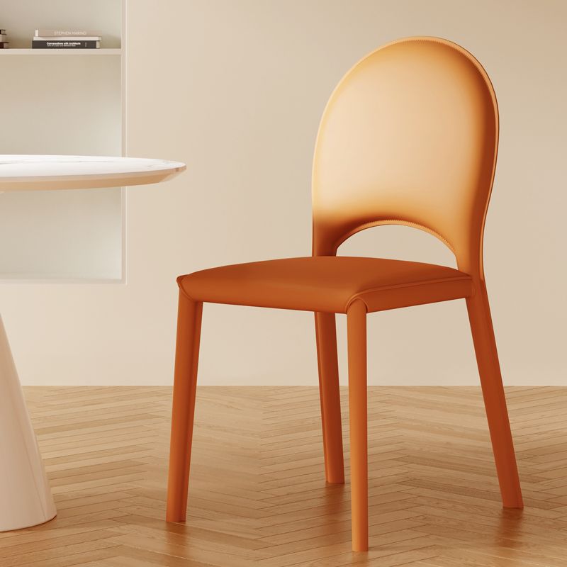 Contemporary Scandinavian Curved Half Round Square Saddle Leather Metal Dining Chair Backrest For Dining Room