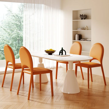 Contemporary Scandinavian Curved Half Round Square Saddle Leather Metal Dining Chair Backrest For Dining Room