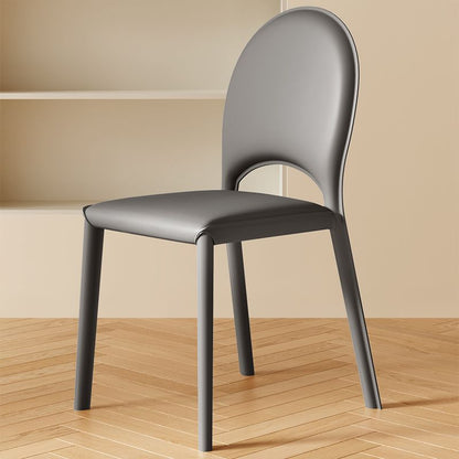Contemporary Scandinavian Curved Half Round Square Saddle Leather Metal Dining Chair Backrest For Dining Room