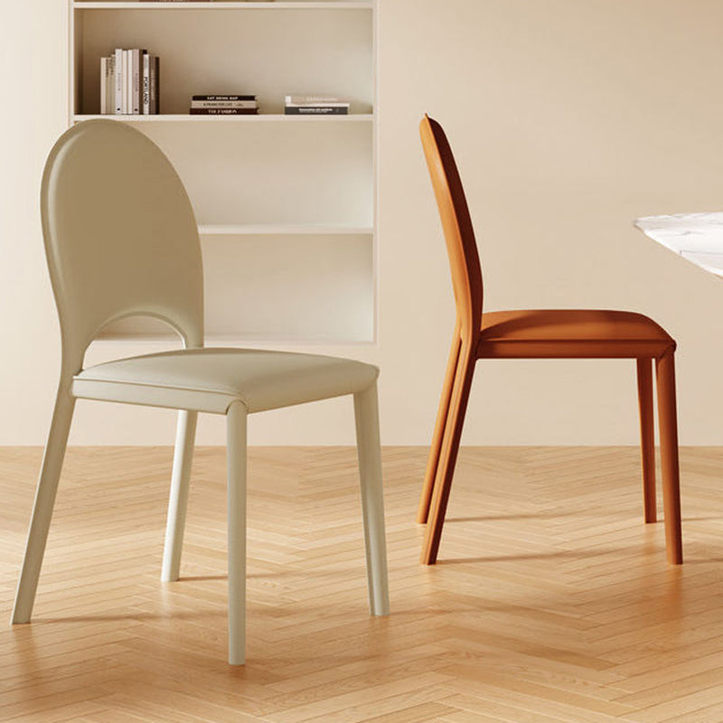 Contemporary Scandinavian Curved Half Round Square Saddle Leather Metal Dining Chair Backrest For Dining Room
