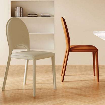 Contemporary Scandinavian Curved Half Round Square Saddle Leather Metal Dining Chair Backrest For Dining Room
