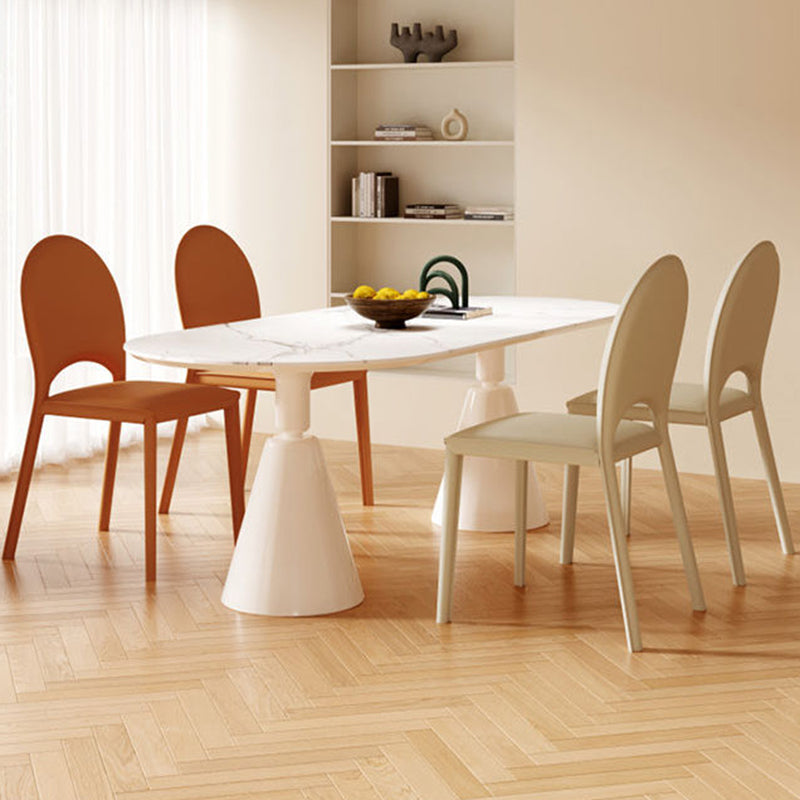 Contemporary Scandinavian Curved Half Round Square Saddle Leather Metal Dining Chair Backrest For Dining Room