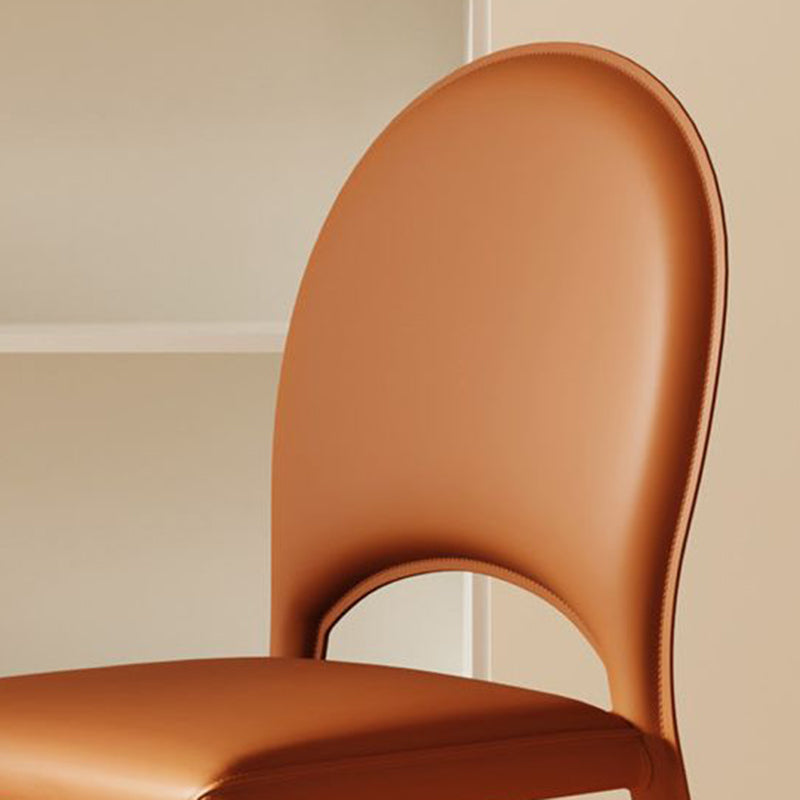 Contemporary Scandinavian Curved Half Round Square Saddle Leather Metal Dining Chair Backrest For Dining Room