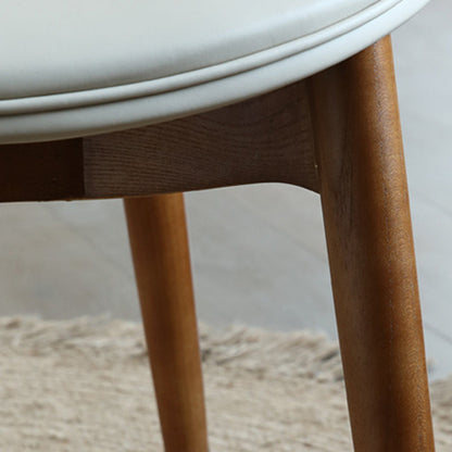 Contemporary Scandinavian U-shaped Curved Round Microfiber Leather Rattan Ash Wood Brass Dining Chair Backrest For Dining Room