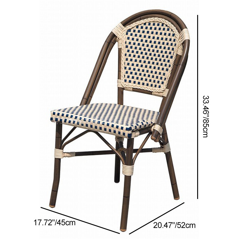 Traditional Chinese Trapezoidal Woven Curved PE Rattan Aluminum Dining Chair Backrest For Dining Room