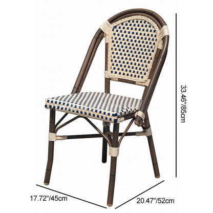 Traditional Chinese Trapezoidal Woven Curved PE Rattan Aluminum Dining Chair Backrest For Dining Room