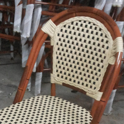 Traditional Chinese Trapezoidal Woven Curved PE Rattan Aluminum Dining Chair Backrest For Dining Room
