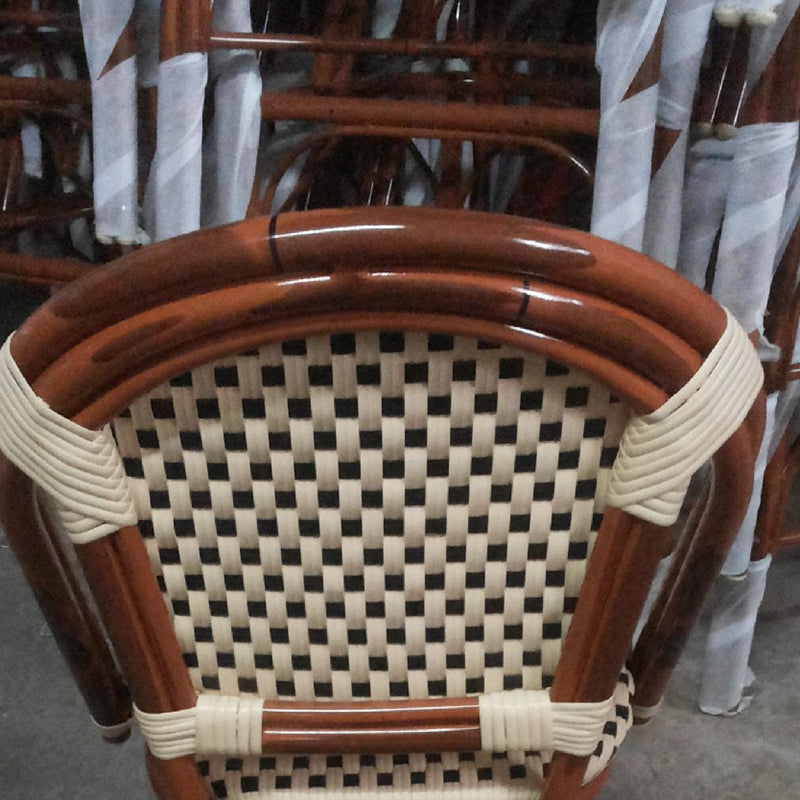Traditional Chinese Trapezoidal Woven Curved PE Rattan Aluminum Dining Chair Backrest For Dining Room