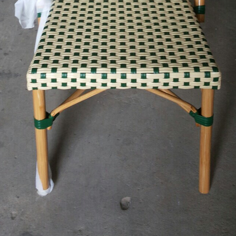 Traditional Chinese Trapezoidal Woven Curved PE Rattan Aluminum Dining Chair Backrest For Dining Room