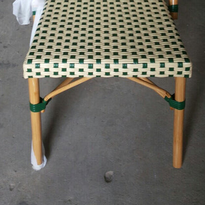 Traditional Chinese Trapezoidal Woven Curved PE Rattan Aluminum Dining Chair Backrest For Dining Room