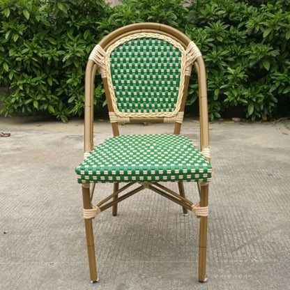 Traditional Chinese Trapezoidal Woven Curved PE Rattan Aluminum Dining Chair Backrest For Dining Room