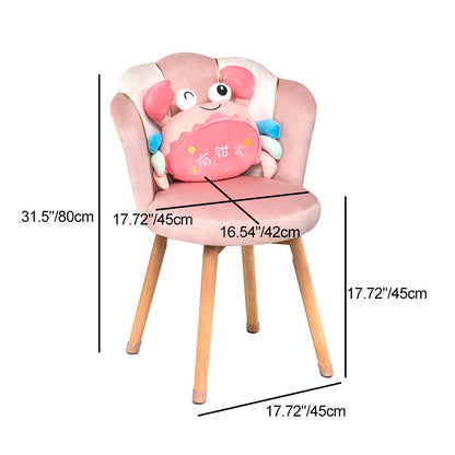 Modern Art Deco Petals Round Tech Fabric Solid Wood Vanity Chair Backrest For Bedroom