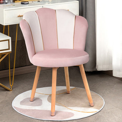 Modern Art Deco Petals Round Tech Fabric Solid Wood Vanity Chair Backrest For Bedroom