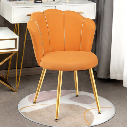 Modern Art Deco Petals Round Tech Fabric Solid Wood Vanity Chair Backrest For Bedroom