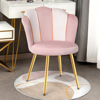 Modern Art Deco Petals Round Tech Fabric Solid Wood Vanity Chair Backrest For Bedroom