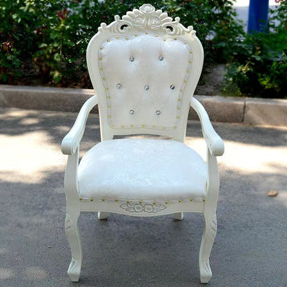 Traditional Chinese Patterns Carved Square Fabric Wood Dining Chair Backrest Armrest For Dining Room