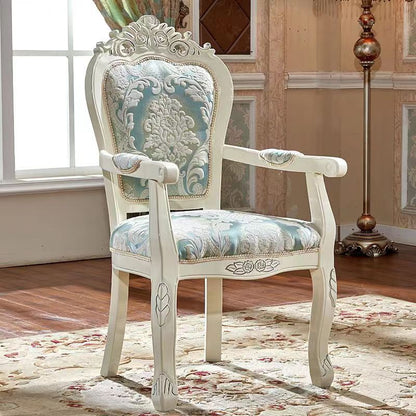 Traditional Chinese Patterns Carved Square Fabric Wood Dining Chair Backrest Armrest For Dining Room