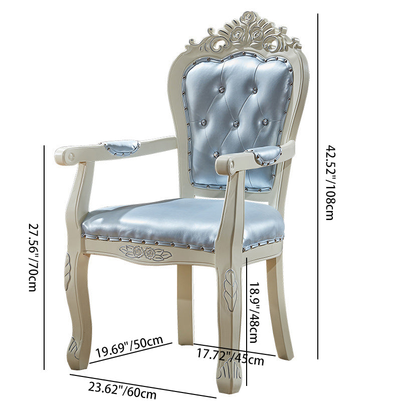 Traditional Chinese Patterns Carved Square Fabric Wood Dining Chair Backrest Armrest For Dining Room