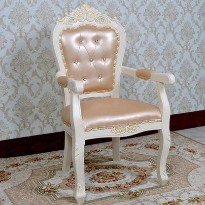 Traditional Chinese Patterns Carved Square Fabric Wood Dining Chair Backrest Armrest For Dining Room