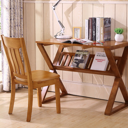 Traditional Chinese Square Parallel Solid Wood Dining Chair Backrest Armless For Dining Room