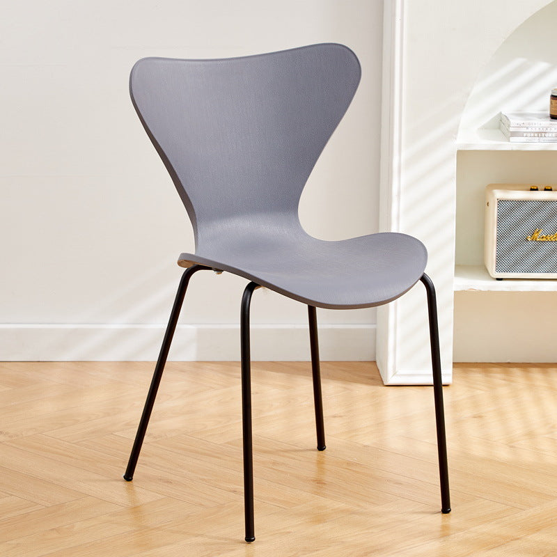 Contemporary Creative Irregular Shape Curved PVC Metal Dining Chair Backrest Armrest For Dining Room