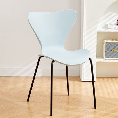 Contemporary Creative Irregular Shape Curved PVC Metal Dining Chair Backrest Armrest For Dining Room