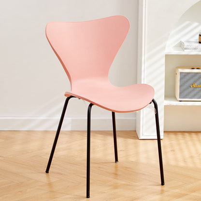 Contemporary Creative Irregular Shape Curved PVC Metal Dining Chair Backrest Armrest For Dining Room