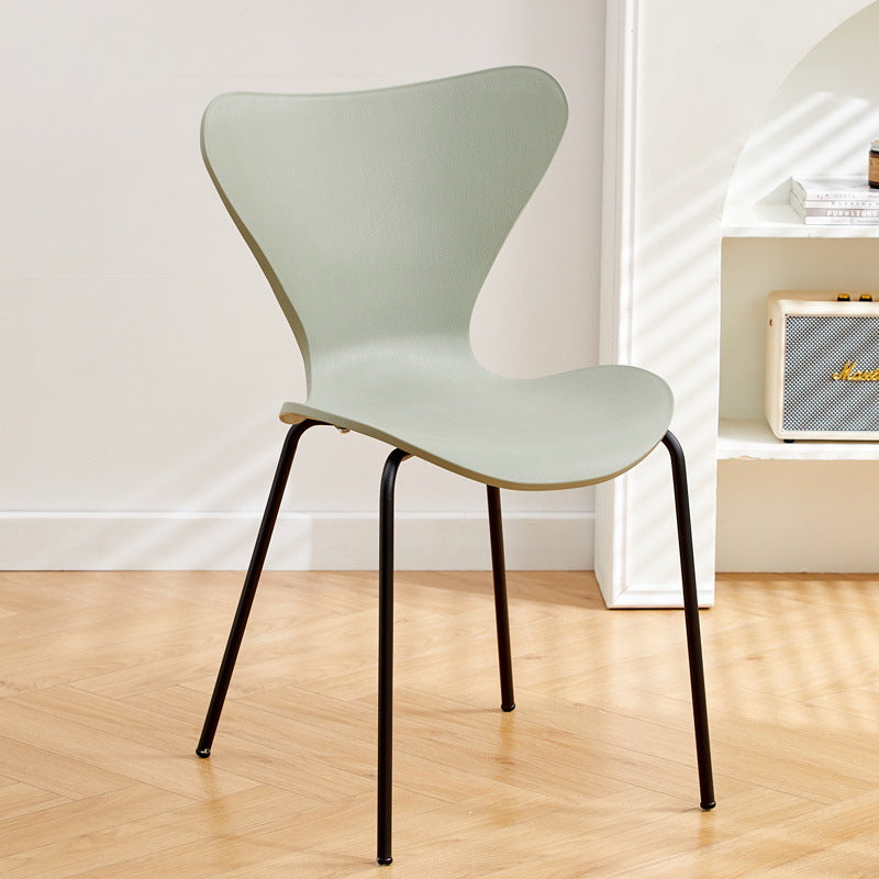 Contemporary Creative Irregular Shape Curved PVC Metal Dining Chair Backrest Armrest For Dining Room