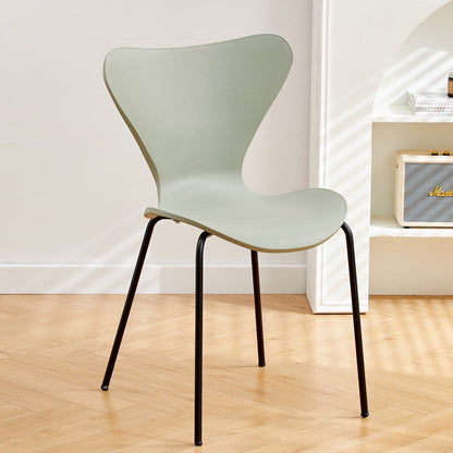 Contemporary Creative Irregular Shape Curved PVC Metal Dining Chair Backrest Armrest For Dining Room