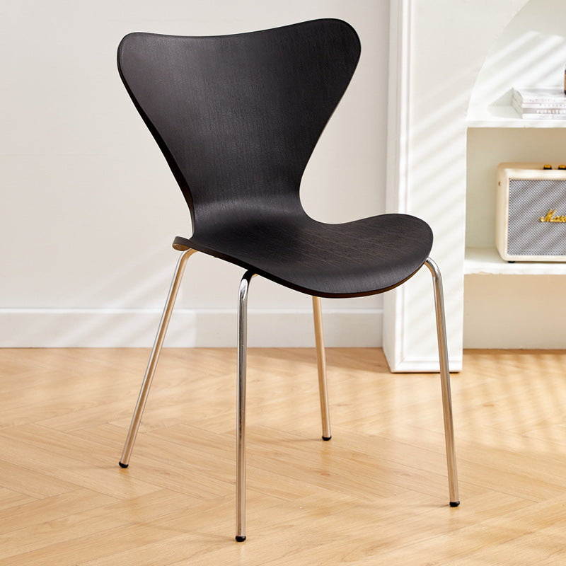 Contemporary Creative Irregular Shape Curved PVC Metal Dining Chair Backrest Armrest For Dining Room