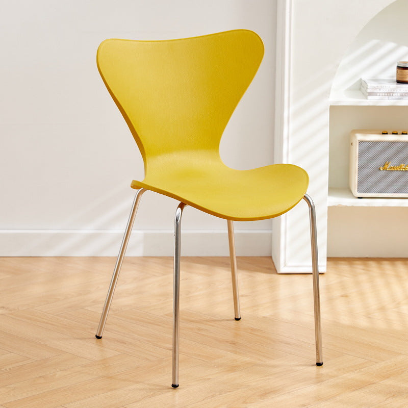 Contemporary Creative Irregular Shape Curved PVC Metal Dining Chair Backrest Armrest For Dining Room