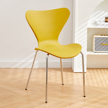 Contemporary Creative Irregular Shape Curved PVC Metal Dining Chair Backrest Armrest For Dining Room