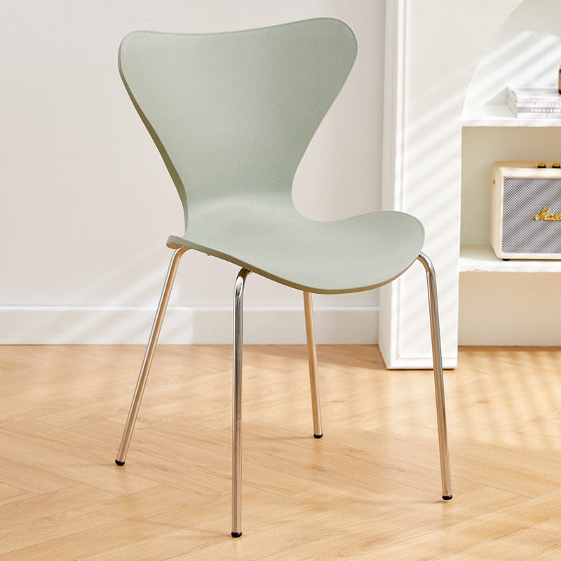 Contemporary Creative Irregular Shape Curved PVC Metal Dining Chair Backrest Armrest For Dining Room