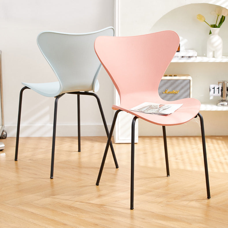 Contemporary Creative Irregular Shape Curved PVC Metal Dining Chair Backrest Armrest For Dining Room