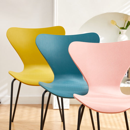 Contemporary Creative Irregular Shape Curved PVC Metal Dining Chair Backrest Armrest For Dining Room