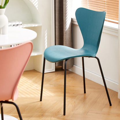 Contemporary Creative Irregular Shape Curved PVC Metal Dining Chair Backrest Armrest For Dining Room