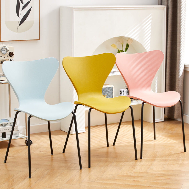 Contemporary Creative Irregular Shape Curved PVC Metal Dining Chair Backrest Armrest For Dining Room