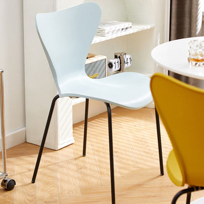 Contemporary Creative Irregular Shape Curved PVC Metal Dining Chair Backrest Armrest For Dining Room