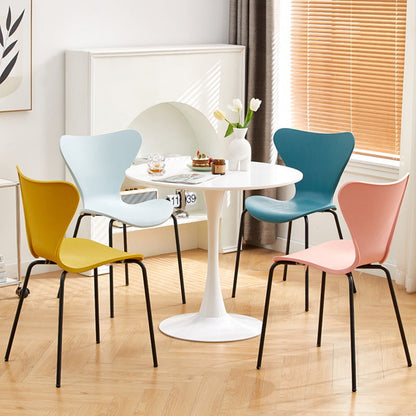 Contemporary Creative Irregular Shape Curved PVC Metal Dining Chair Backrest Armrest For Dining Room