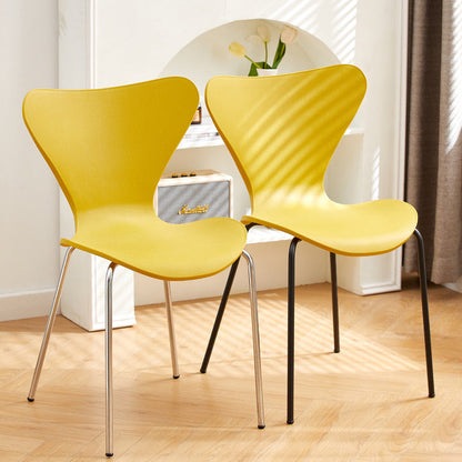 Contemporary Creative Irregular Shape Curved PVC Metal Dining Chair Backrest Armrest For Dining Room
