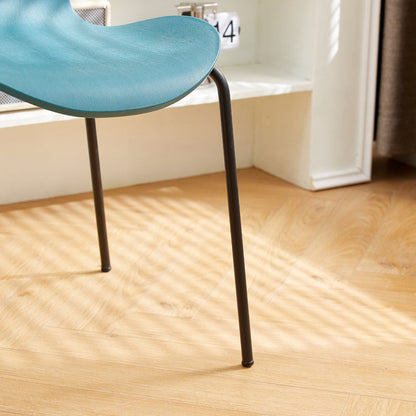 Contemporary Creative Irregular Shape Curved PVC Metal Dining Chair Backrest Armrest For Dining Room