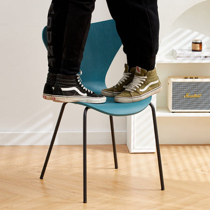 Contemporary Creative Irregular Shape Curved PVC Metal Dining Chair Backrest Armrest For Dining Room